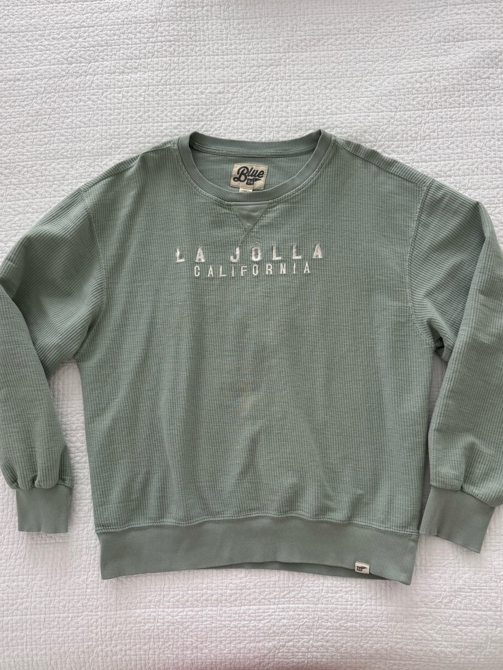 Blue 84 Men's Sage Crewneck Sweatshirt with LA JOLLA California Embroidery